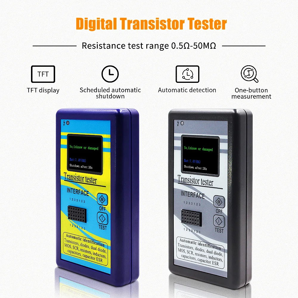 Multi-Purpose M328 Transistor Tester 128*160 Diode Thyristor Capacitance Resistor Inductance MOSFET Meter 1.8'' LCD ESR Digital