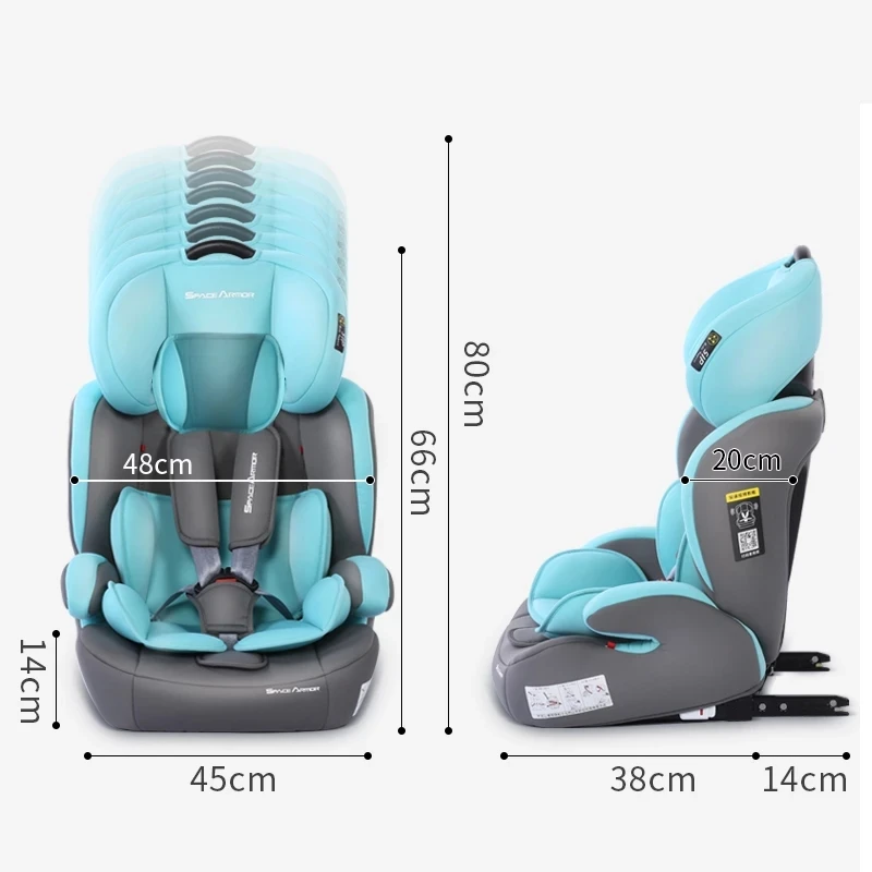 Portable Child Car Safety Seat Travel Booster Seat Isofix Latch Interface Infant Sitting Chair For 9 month-12years old