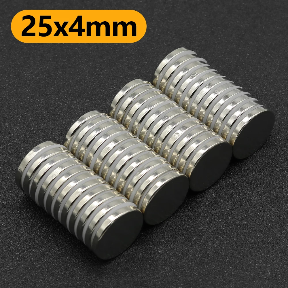 25x4mm N35 NdFeB Round Neodymium Magnet Super Strong Permanent Powerful Magnets Refrigerator DIY Craft Multi‑Purpose Magnetic