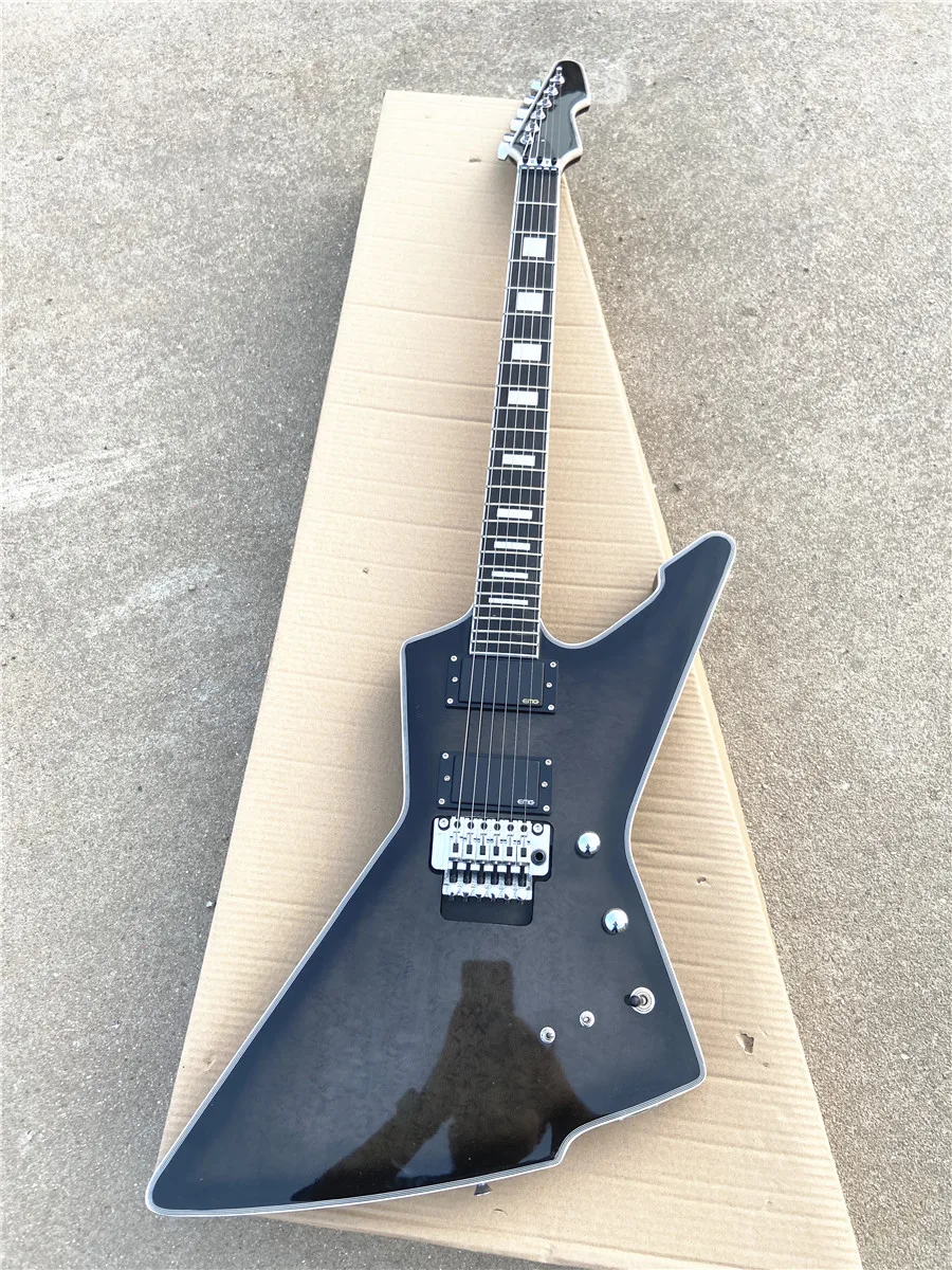 High quality custom shaped double shake electric guitar silver accessory mahogany body ebony fingerboard