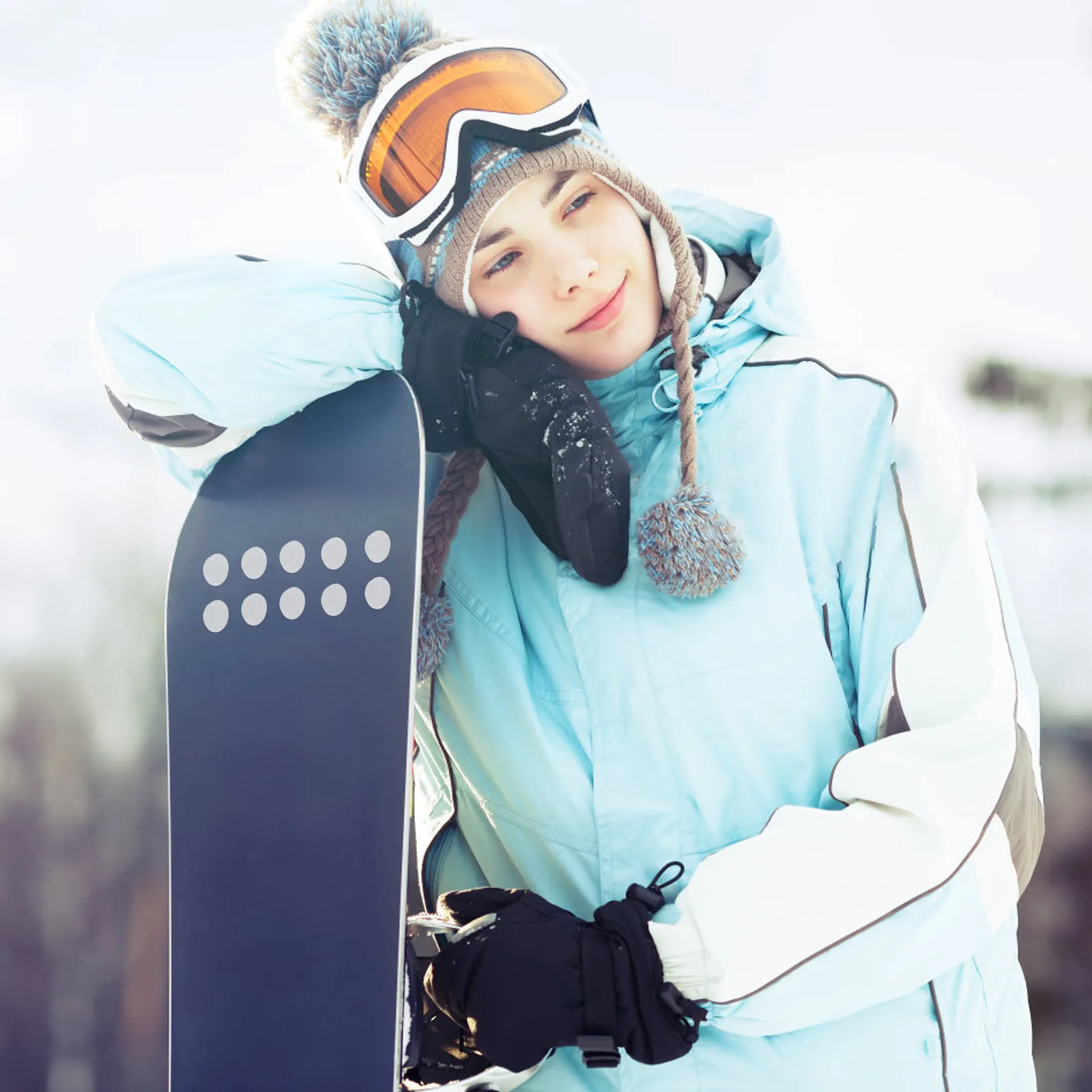 

30Pcs Snowboard Nonslip Sticker High-Adhesion Ski Board Grip Pad for Single Foot Use Weatherproof Outdoor Winter Sports