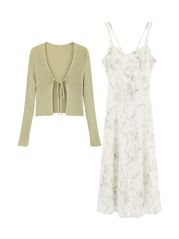 Floral Spaghetti Strap Chiffon Maxi Dress  French-Inspired Sweet A-Line Summer Dress with Backless Detail and Waist Cinch Design