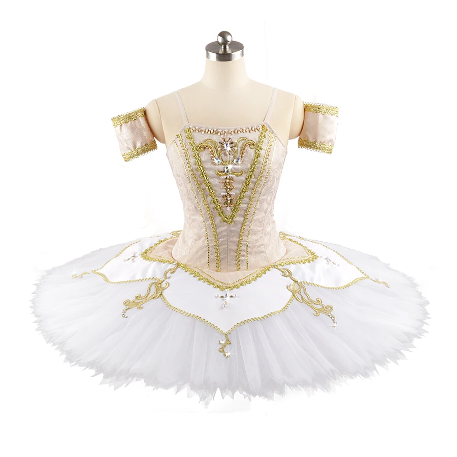 

Adult Professional Ballet Tutu Nutcracker Competition Ballet Stage Dance Sleeping Beauty Costumes beige white 0155