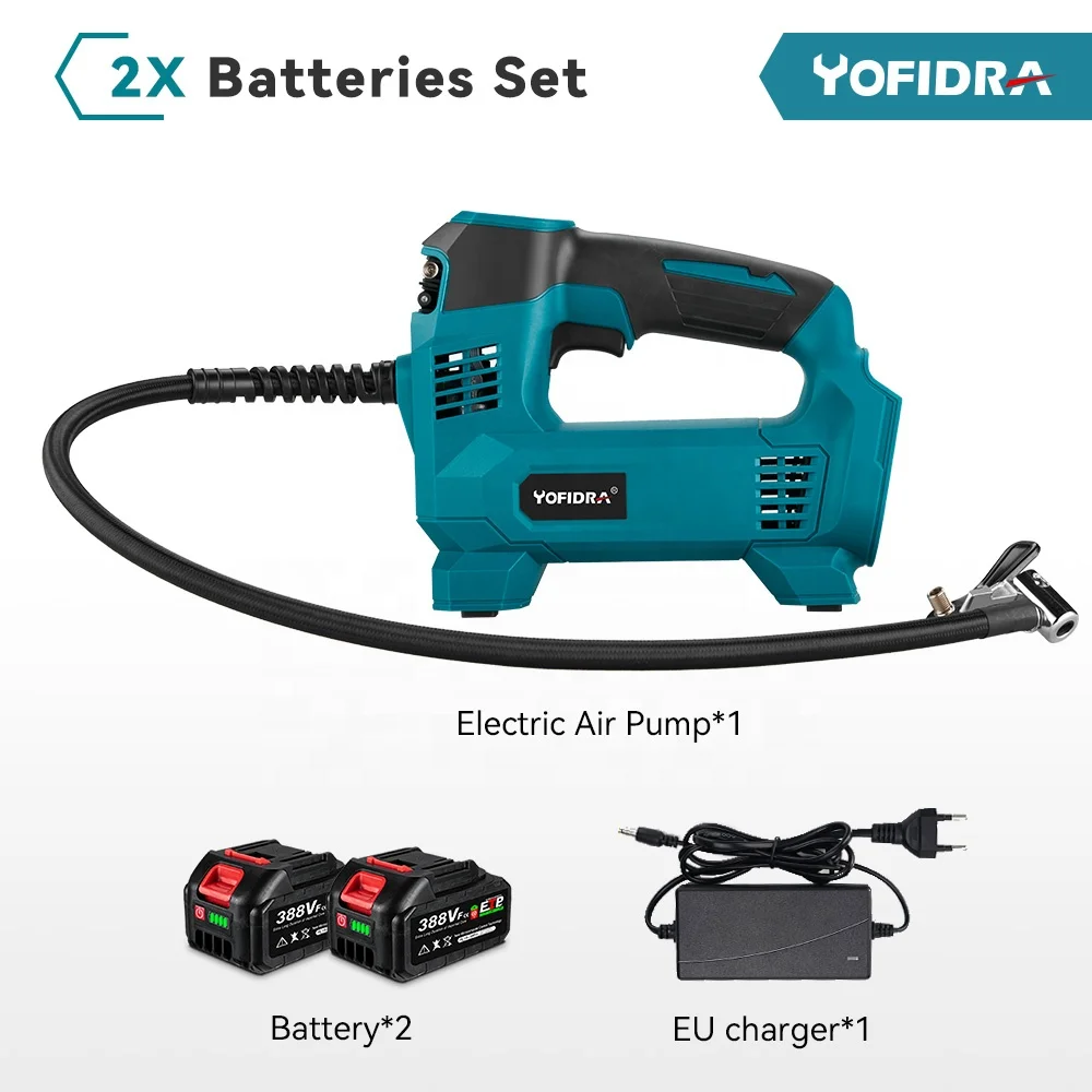 Yofidra High Pressure Electric Air Pump LED Display Cordless Rechargeable Car Tire Inflator Pneumatic Tool