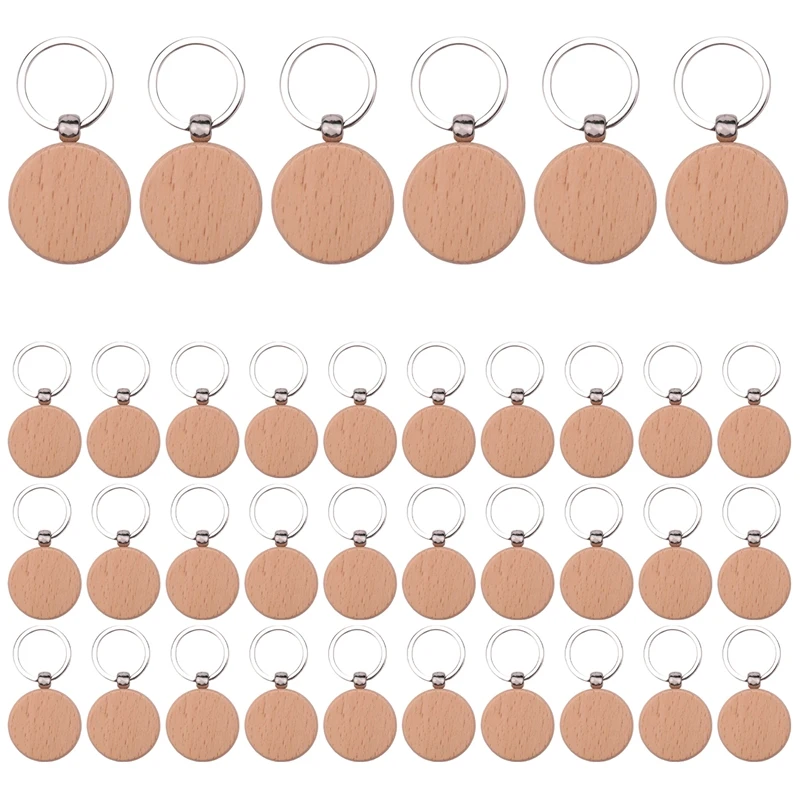 

Key Chain 100Pcs Blank Round Wooden Key Chain Diy Wood Keychains Key Tags Can Engrave Diy Gifts