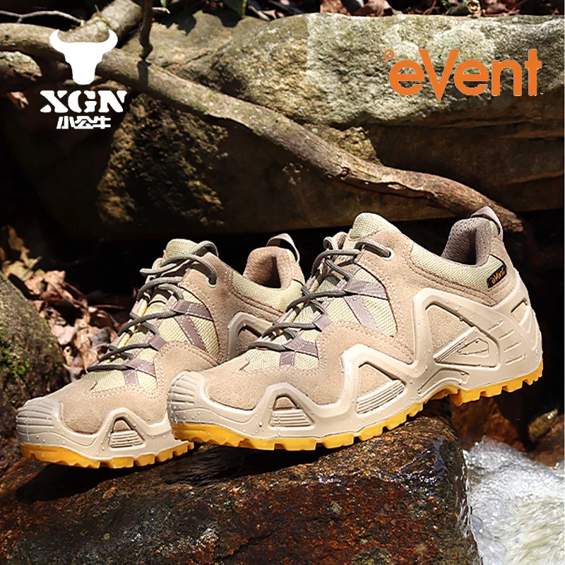 XGN EVENT Waterproof Hiking shoes Men mountian cowhide breathable Sneakers hunting Boots Tactical Desert Combat trekking Boot