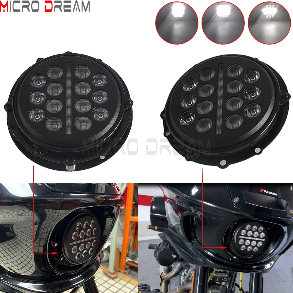 

Motocycle Waterproof LED Headlight High/Low Beam Light W/Bracket Kit For Harley Softail M8 Low Rider EI Diablo FXRST 117 2022-24