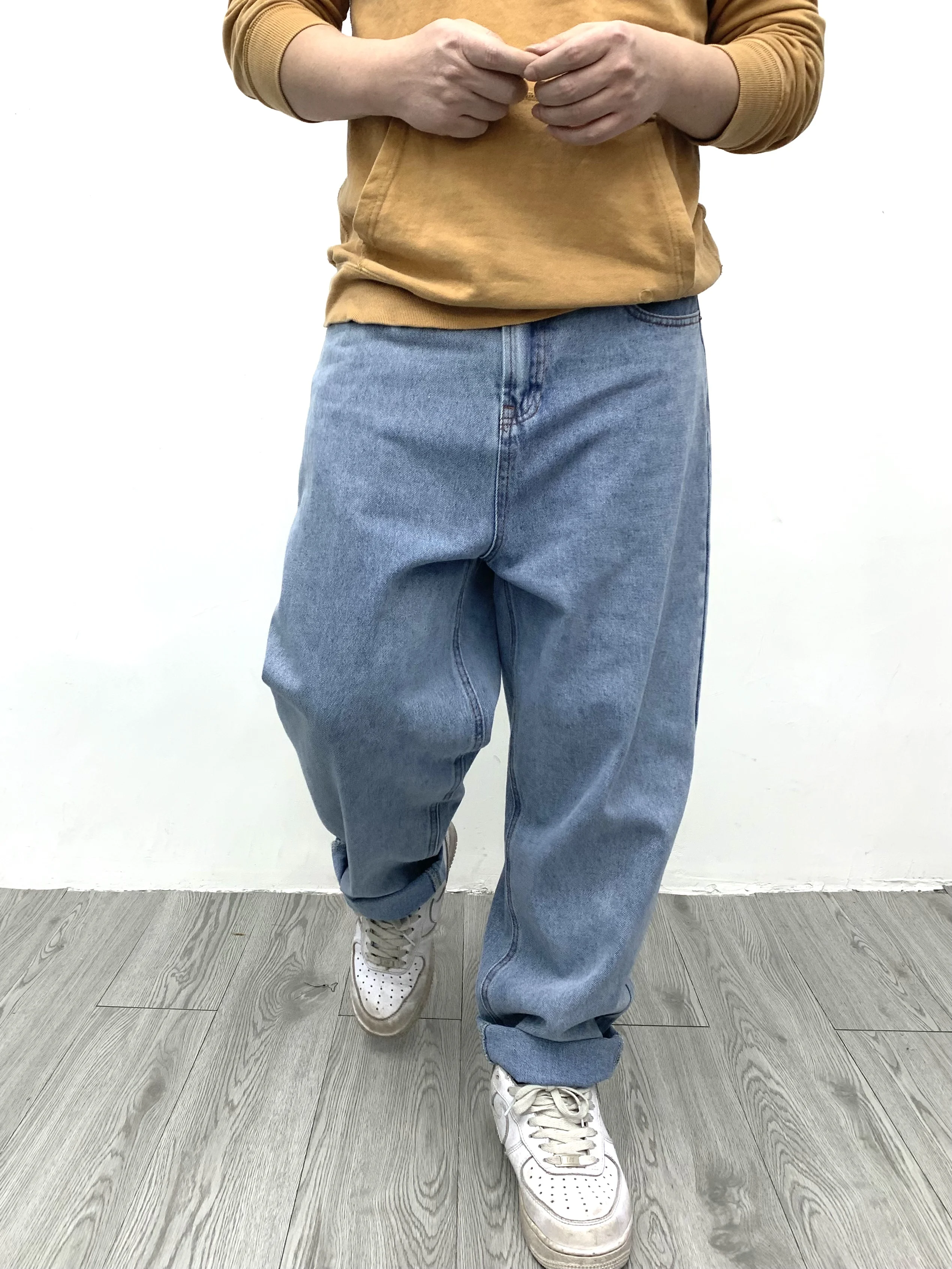 American Style Oversize Loose Straight Denim Jeans for Men Cityboy 100% Cotton Wide Leg Pants Y2k Male Vintage Washed Baggy Wear