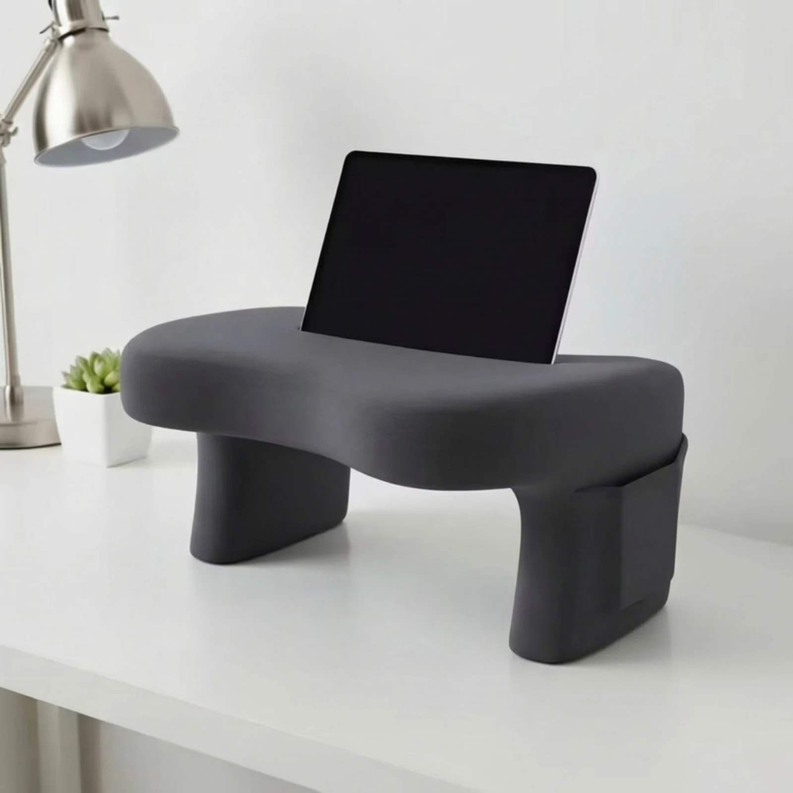 Foam Lap Desk Pillow Soft Reading Pillow with Side Pocket Bed Support Cushion Soft Breathable for Students, Sofa, Home Office