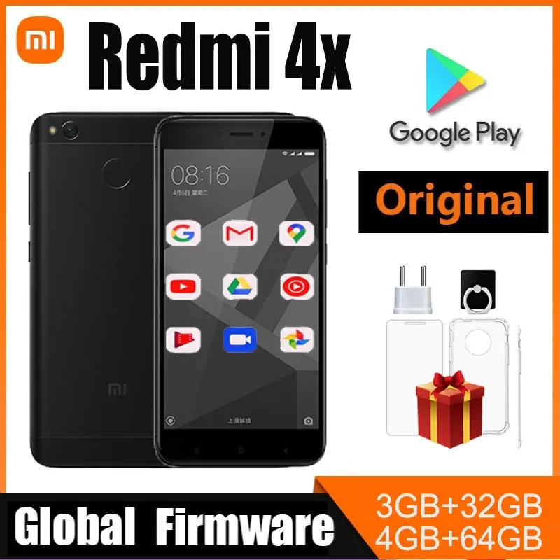 Xiaomi Redmi 4X smartphone Googleplay 4000mAh HD screen Snapdragon 435 13.0MP rear cameraused phone