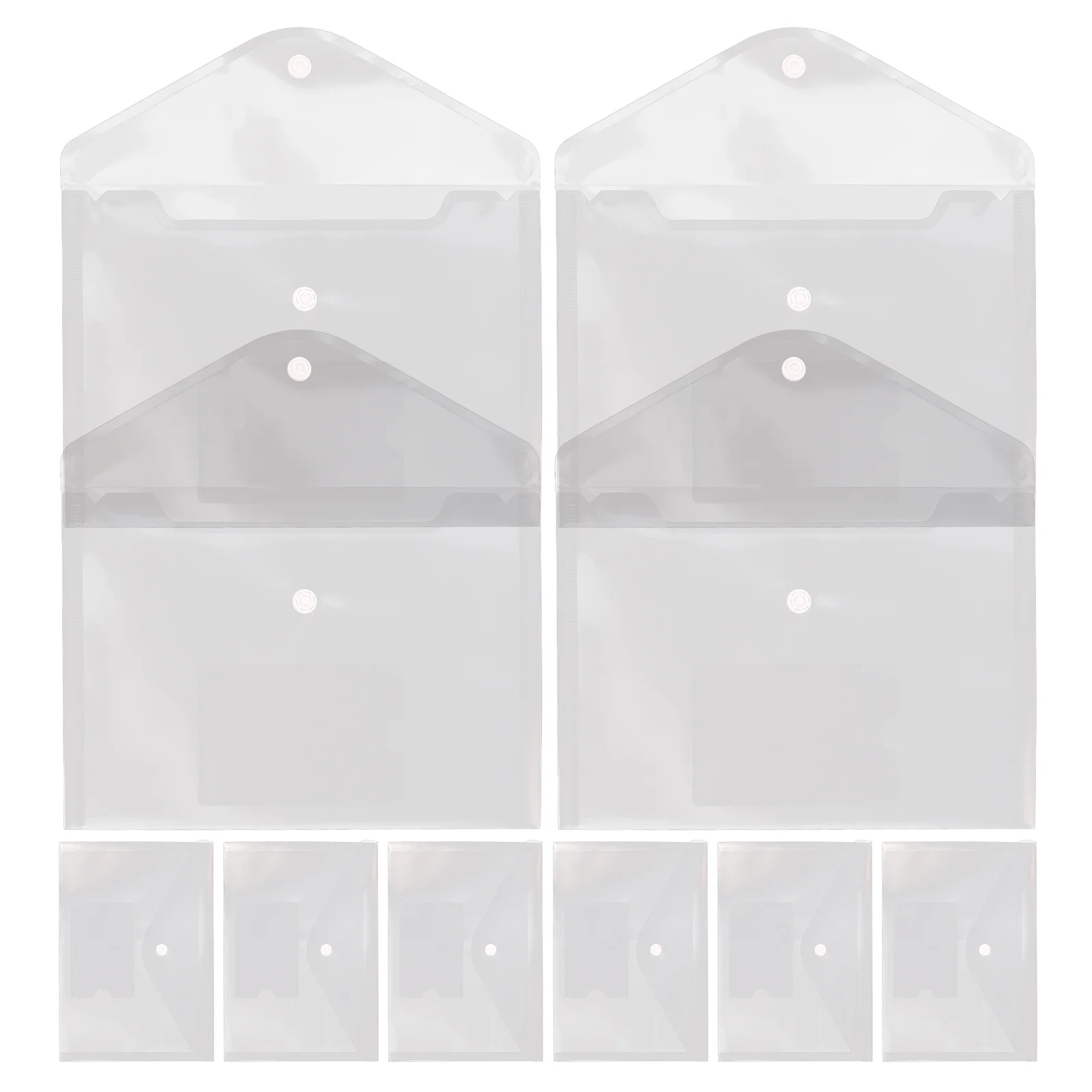 Organizador de documentos transparente, carpetas de archivos de plástico con cierre de botón a presión, soporte de recibos para oficina y escuela, almacenamiento de archivos transparente A5, 12 Uds.