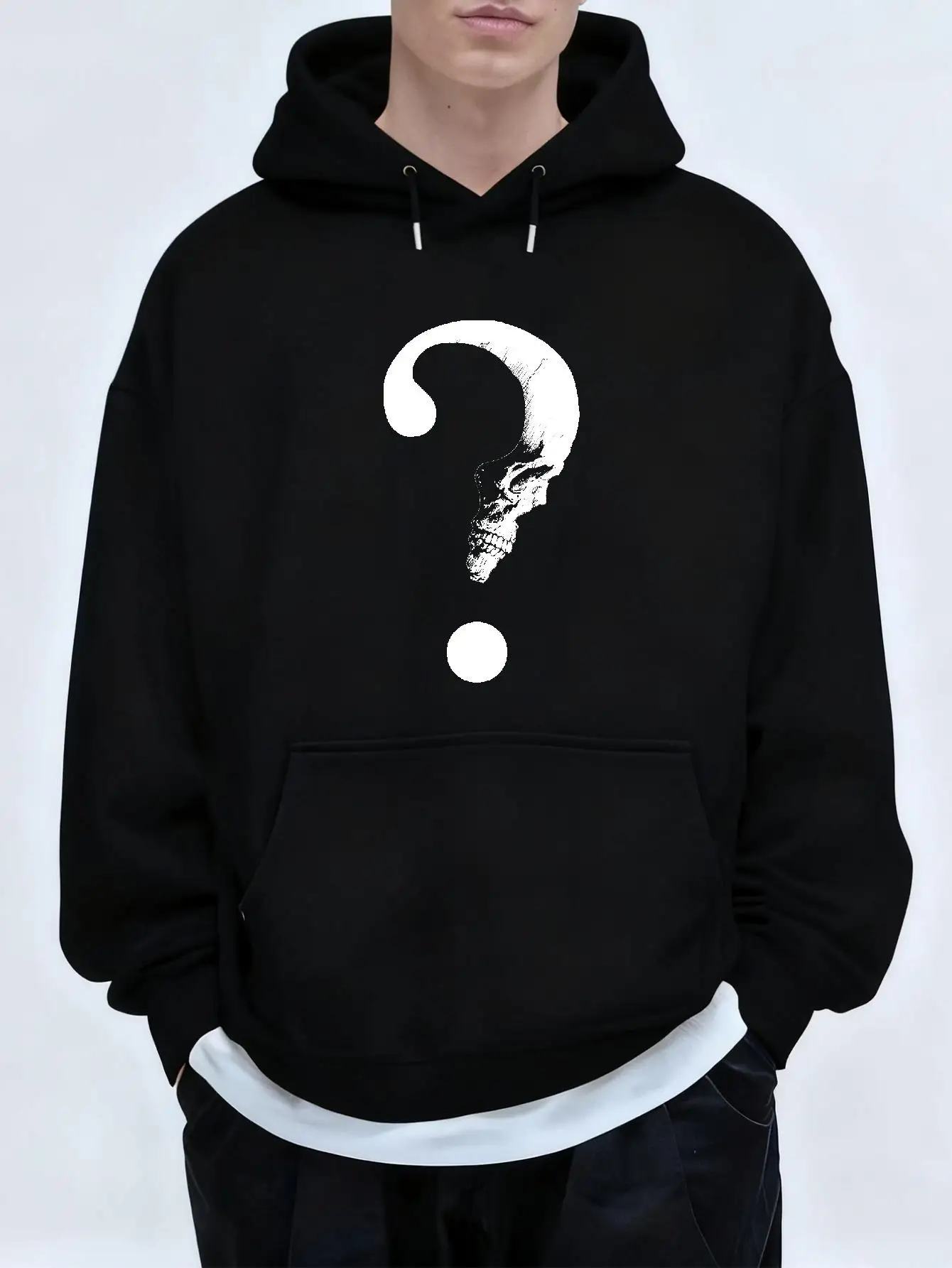 Men's Signature Question Mark Skull Print Hoodie