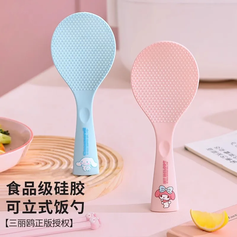 Sanrio Can Stand Upright Rice Spoon Non Stick Rice Electric Rice Cooker Special Shovel Food Grade Silicone Household Rice Spoon