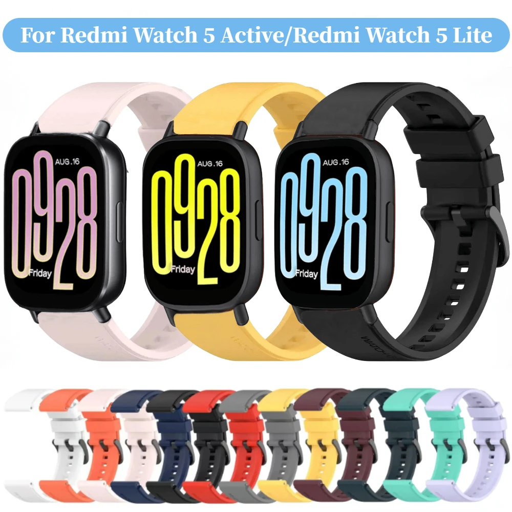 22mm Silicone Strap for Redmi Watch 5 Lite Sports Bracelet Replacement Wristband for Redmi Watch 5 Active Watchband Accessory