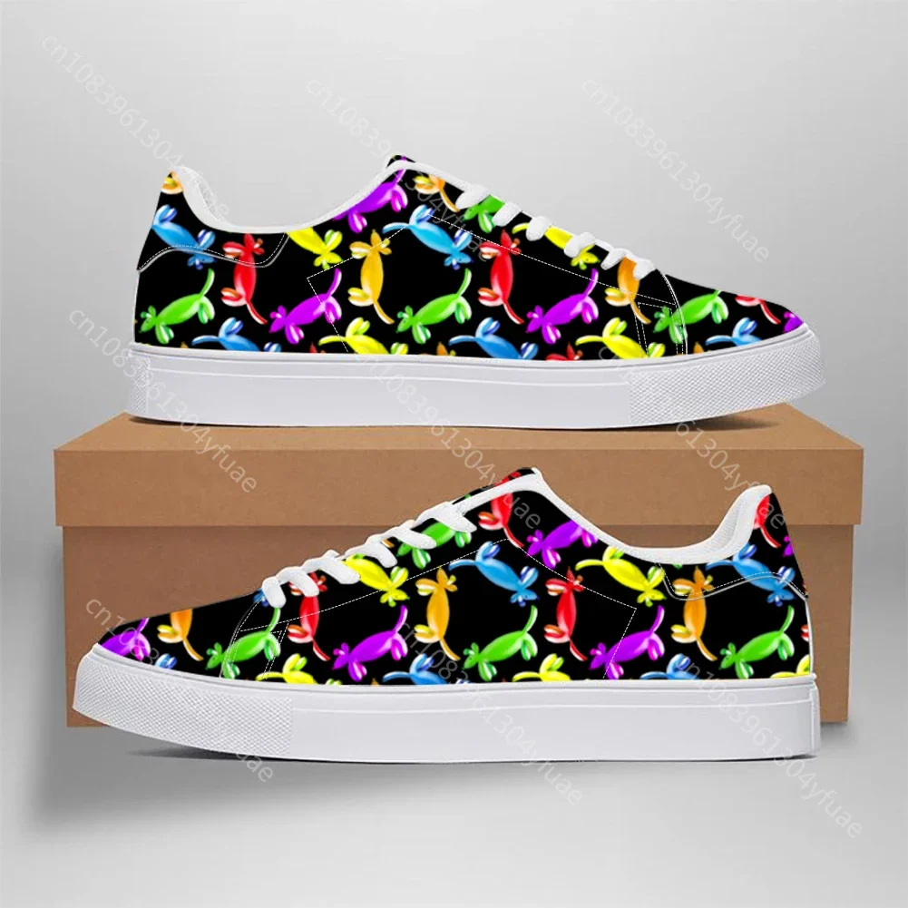 Nuove Sneakers Da Uomo Bianco Nero Stile Tennis Donna Casual Palloncino Cani Stampa Palestra Sport Caviglia Scarpe