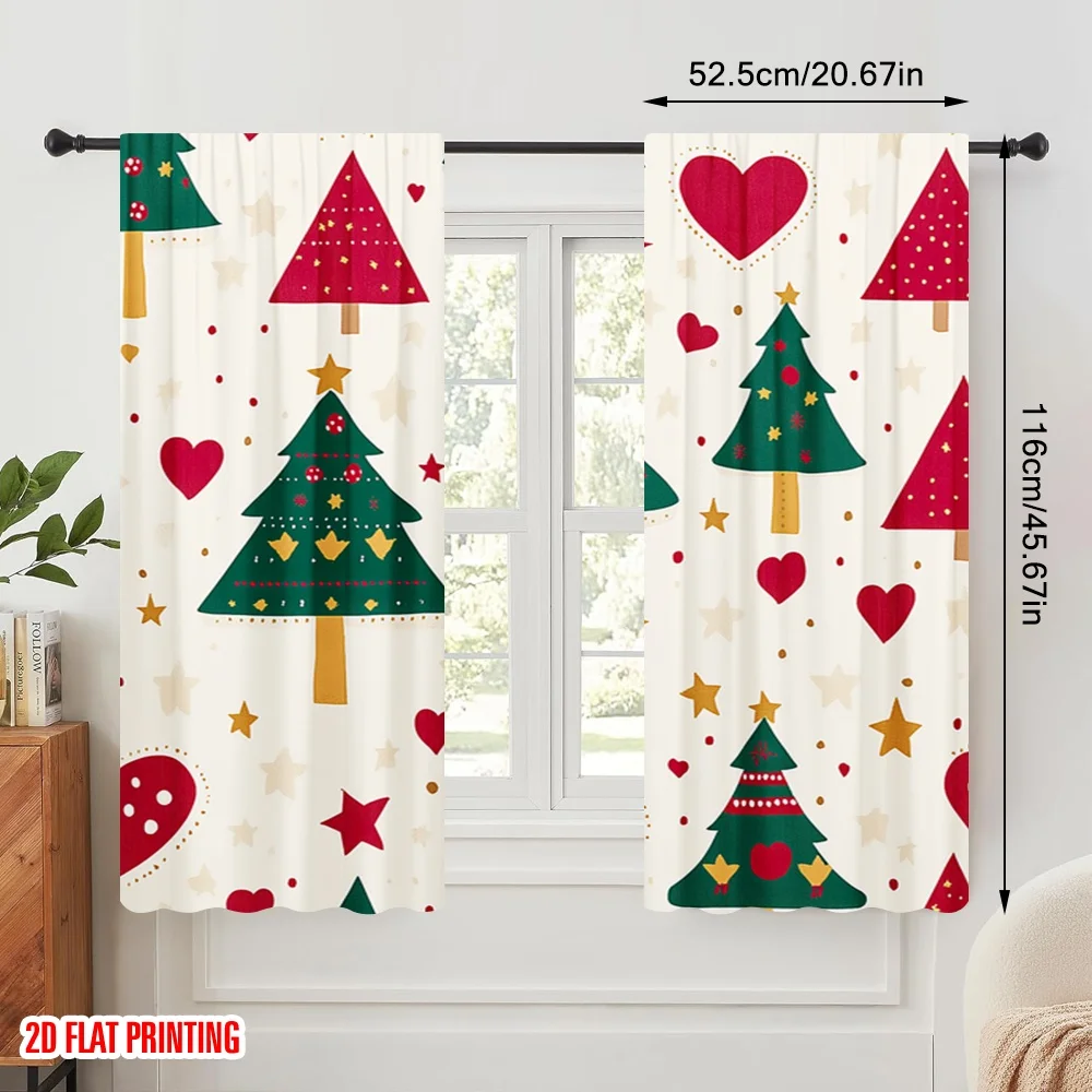2pcs,2D plane printing Contemporary Curtains Christmas Trees Hearts Stars Fabric (3) Polyester (without rod) Decorations Inside