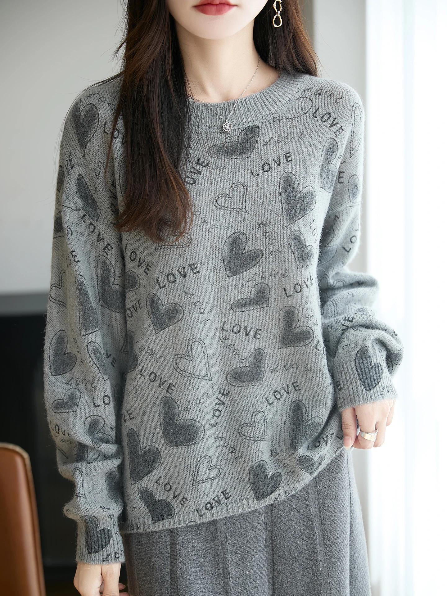 

New Fashion Merino Wool Sweater For Woman Elegant Female Letter Autumn Winter Knitted Pullover Ladies Long Sleeve Clothing Tops