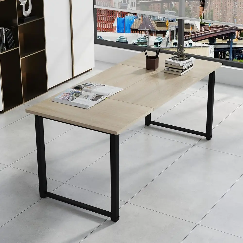 

Стол для конференций, 71 л x 32 Ш x 30 В, длинный стол для отдыха, семенационный стол с сверхпрочным металлическим каркасом для офиса, натуральный