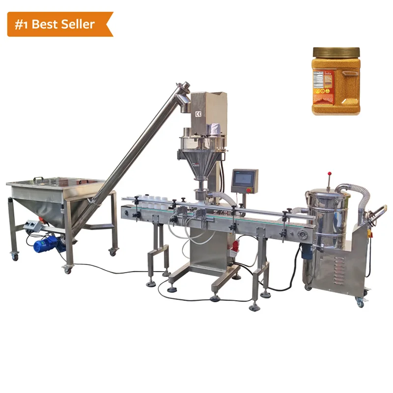 Automatic Spice Seasoning Flour Chili Milk Masala Jar Bottle Weighing Fill Dry Auger Screw Powder Filling Machine Customized