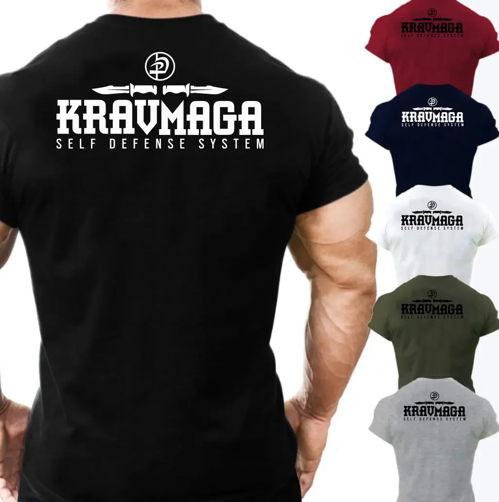 Summer Cotton Short Sleeve O-Neck Mens T Shirt New S-5XL Krav Maga.  Self Defense Combat System Fighting Training TShirt.