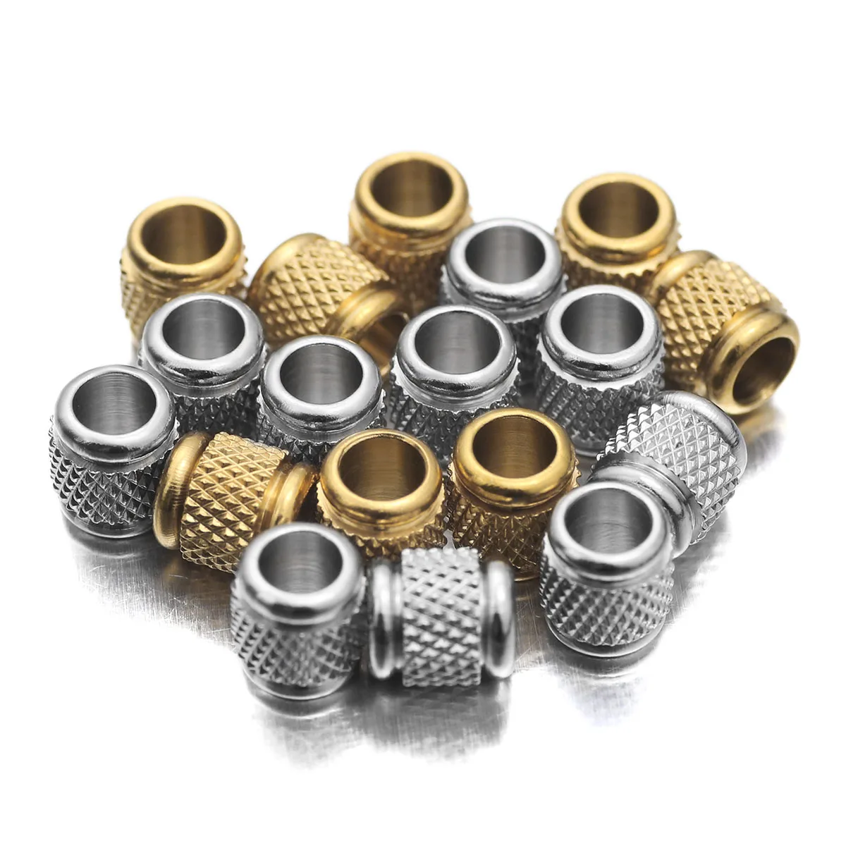 

5-20pcs 7x8x4.3mm Stainless Steel Big Hole Beads Loose Spacer Beads For Jewelry Bracelets Necklace Making DIY Accessories