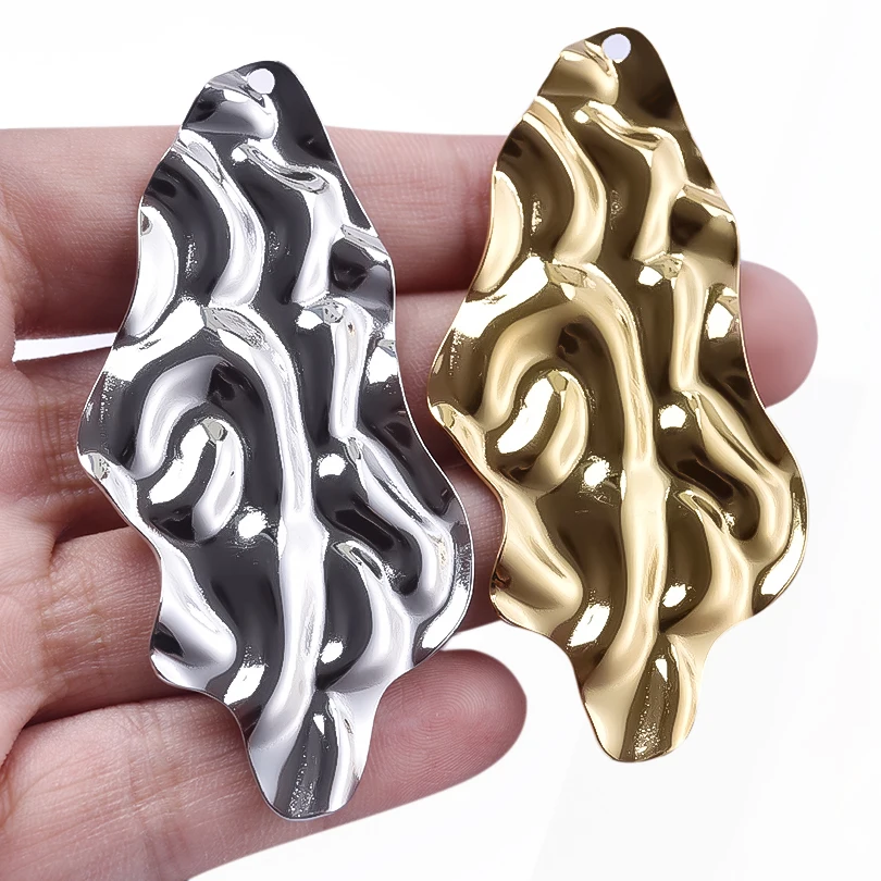 2pcs Irregular Indentation Pendants For Jewelry Making Supplies Stainless Steel Charms In Bulk Wholesale Item Diy Earrings Gift