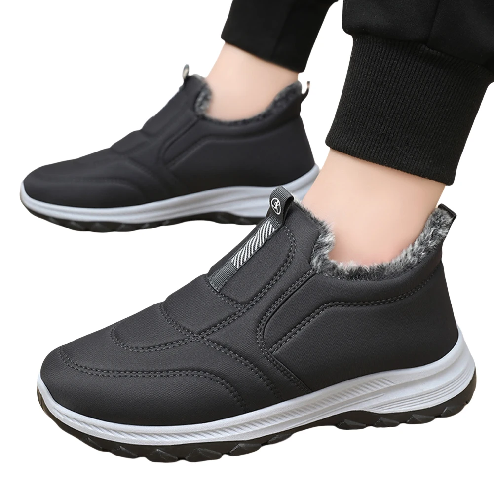 

Mens Snow Boots Lightweight Thermal Ankle Boots Non-slip Slip On Sneakers Comfortable Winter Thick Fur Shoes for Travel Hiking