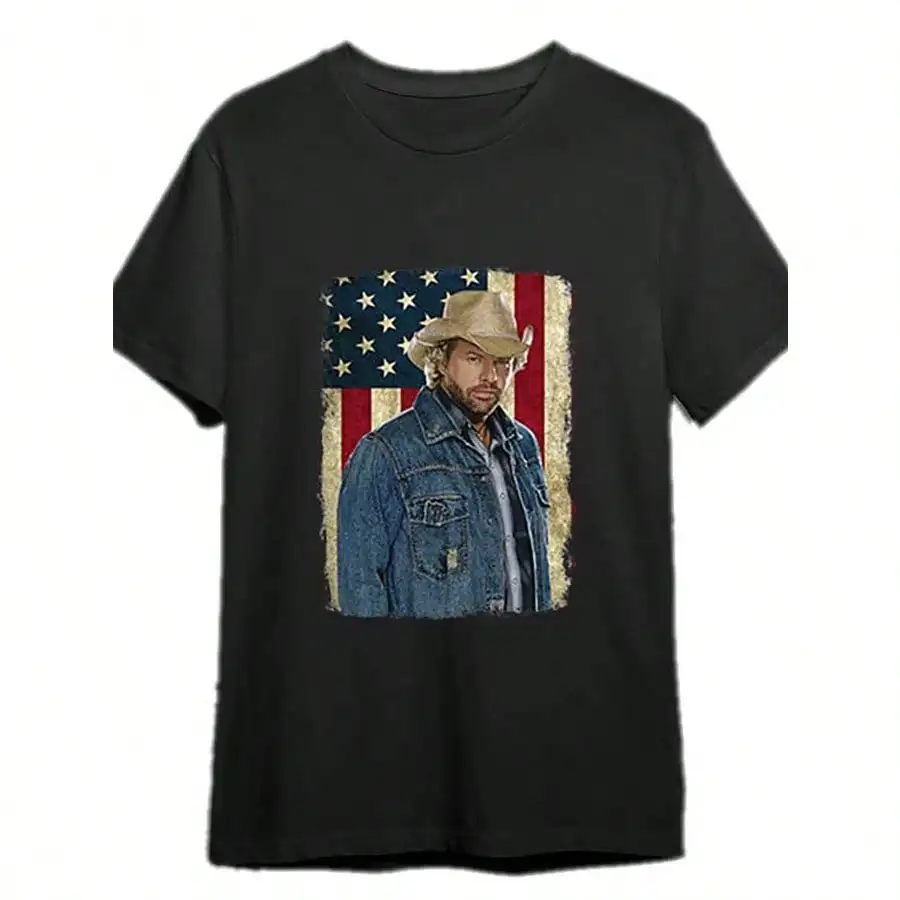 

Men's Vintage American Flag Toby Keith Graphic T-Shirt 100% Cotton Crew Neck Tee Casual Style Medium Stretch Knit Fabric