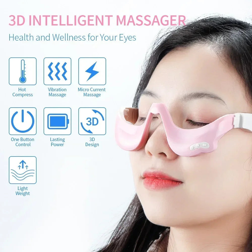 3D EMS Eye Massager Eyes Relaxation Vibration Heating Massage Tool Eye Bags and Dark Circles Remover