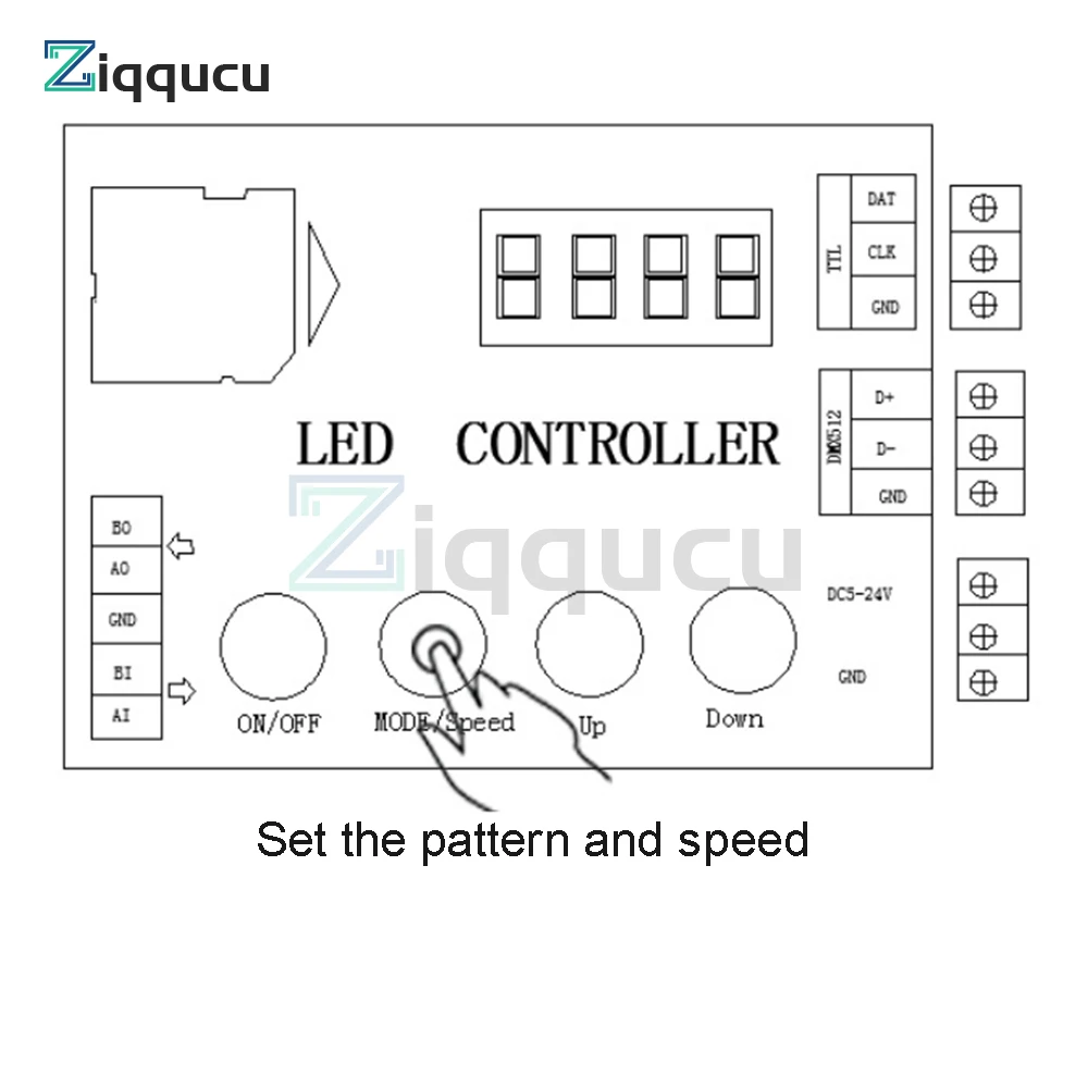 DC5-12V LED full color single port controller maximum 2048 point light source controller multiple synchronous light bar modules