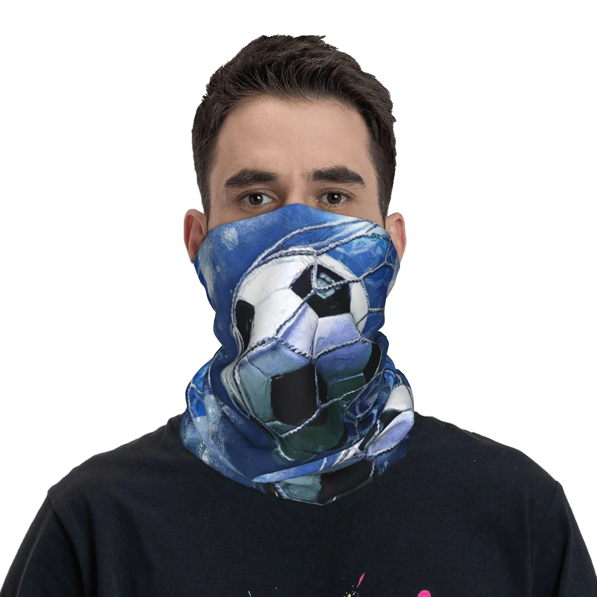 Football watercolor sport art #football #soccer Bandana Neck Gaiter Printed Wrap Scarf Headwear Hiking Fishing For Men Women