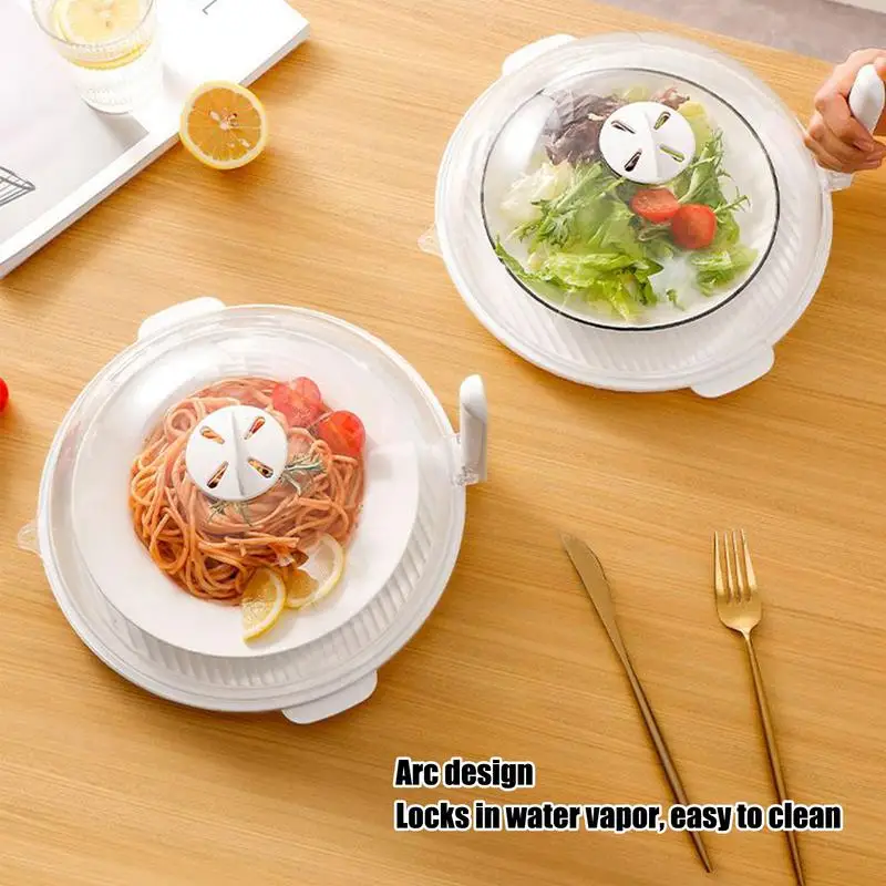 

Splatter Microwave Cover Microwave Dish Splash Guard With Tray Kitchen Grease Proof Dish Lid Gadget For School Dorm Cafe