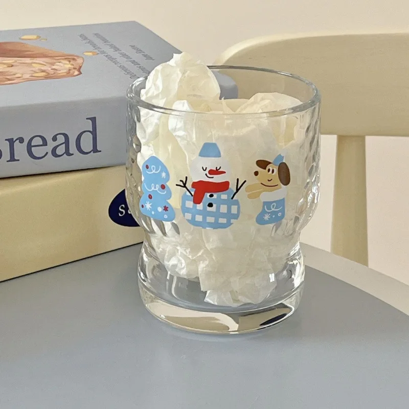 Cute broken ice Christmas snowman glass high value drinking cup New Year's gift cup niche new model