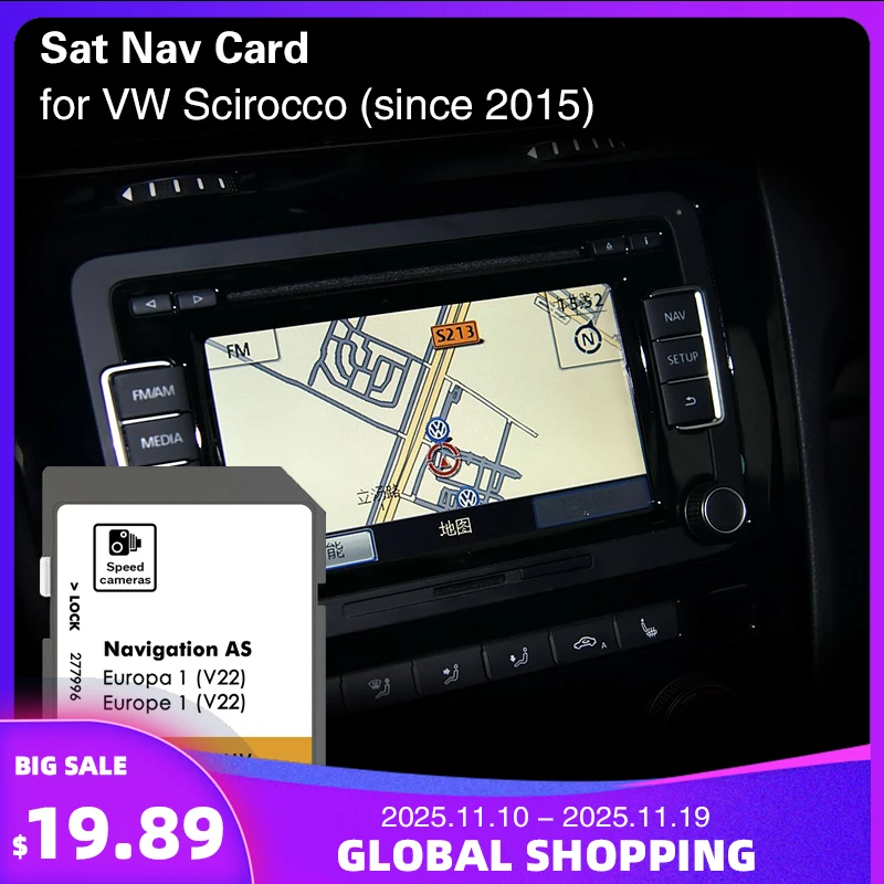 

for VW Scirocco 6R 2009-2017 AS V22 Sat Nav Newest Map GPS SD 32GB Card