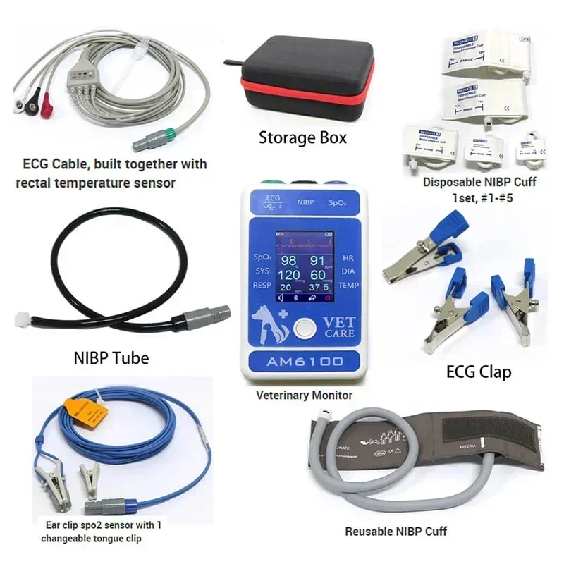Vet Bluetooth Hanheld Supervise Pressure Temp Pluse Oximeter Probe Supervise Pet Hospital Clinic fast shipping