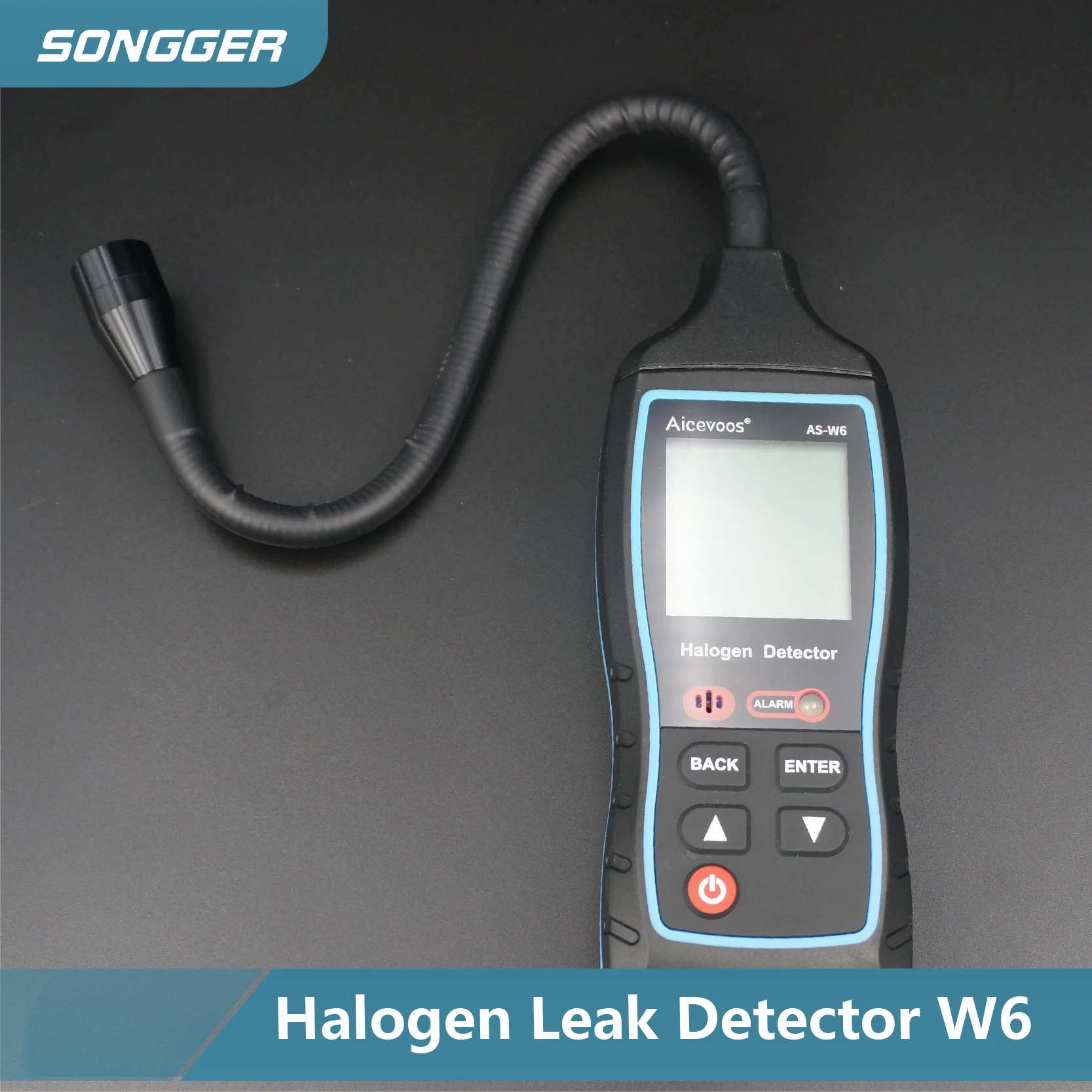 كاشف تسرب غاز الهالوجين المحمول R134a R22 لمكيفات الهواء شاشة رقمية مسبار مرن مناسب للمنزل والصناعة إنذار عالي الحساسية