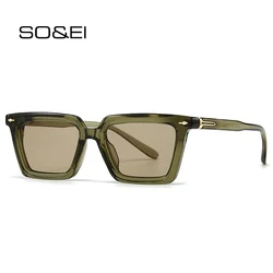 SO&EI Ins Popular Fashion Cat Eye Sunglasses Women Gradient Shades UV400 Retro Rivets Decoration Green Sun Glasses