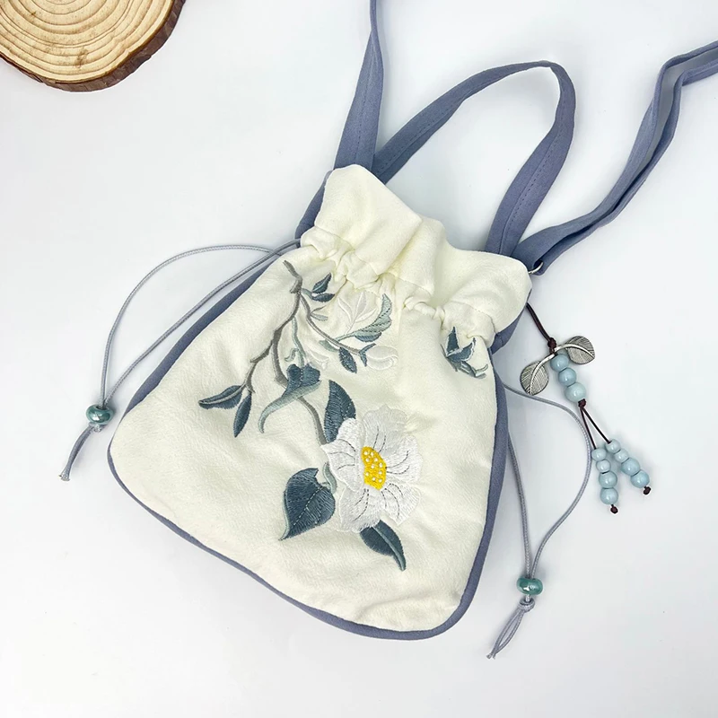 Alte Damen handtasche bestickt Blumenstrauß Mund Quaste chinesische exquisite Schulter antike elegante Umhängetasche Brieftasche