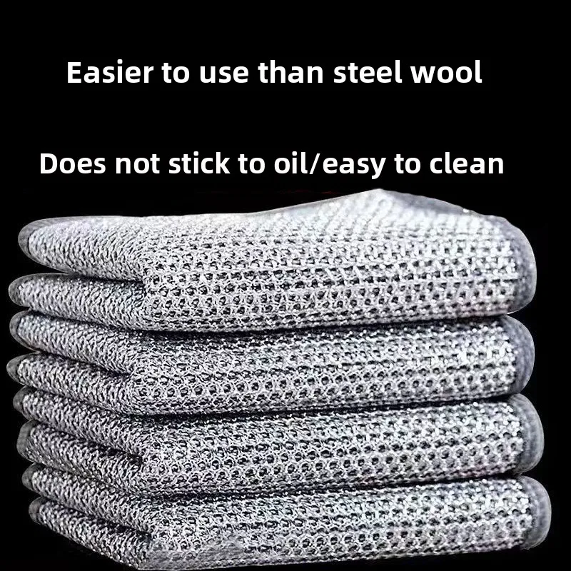 50Pcs Wire Cleaning Cloth Mesh Rag Non-stick Oil Quick Drying Multi-purpose Brush Pot Bowl Stove Descaling 20*20cm