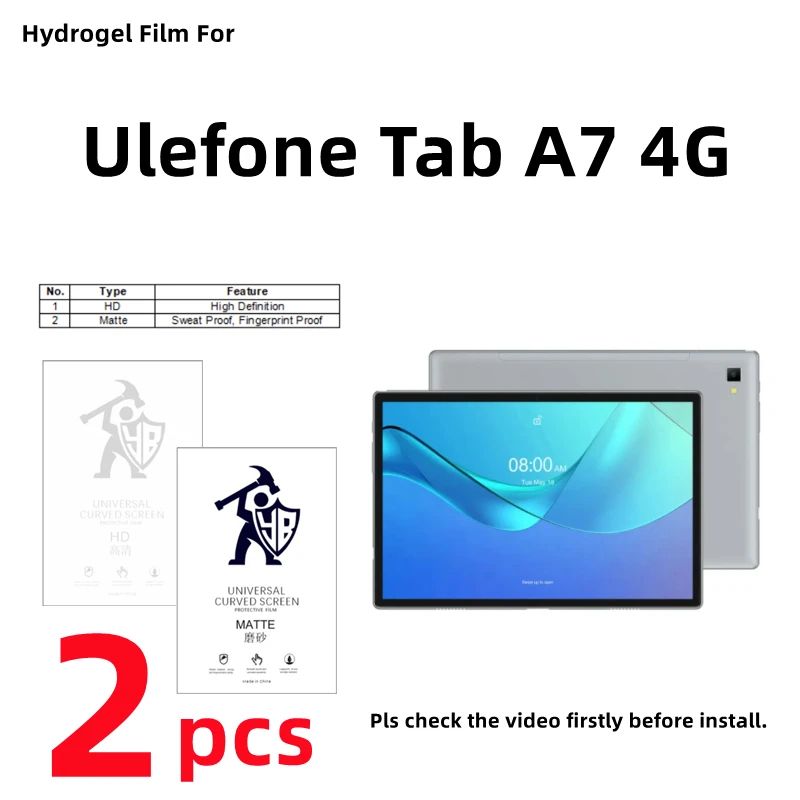 2pcs HD Hydrogel Film For Ulefone Tab A7 Matte Screen Protector For Ulefone Tab A7 4G Clear/Frosted Full Cover Protective Film