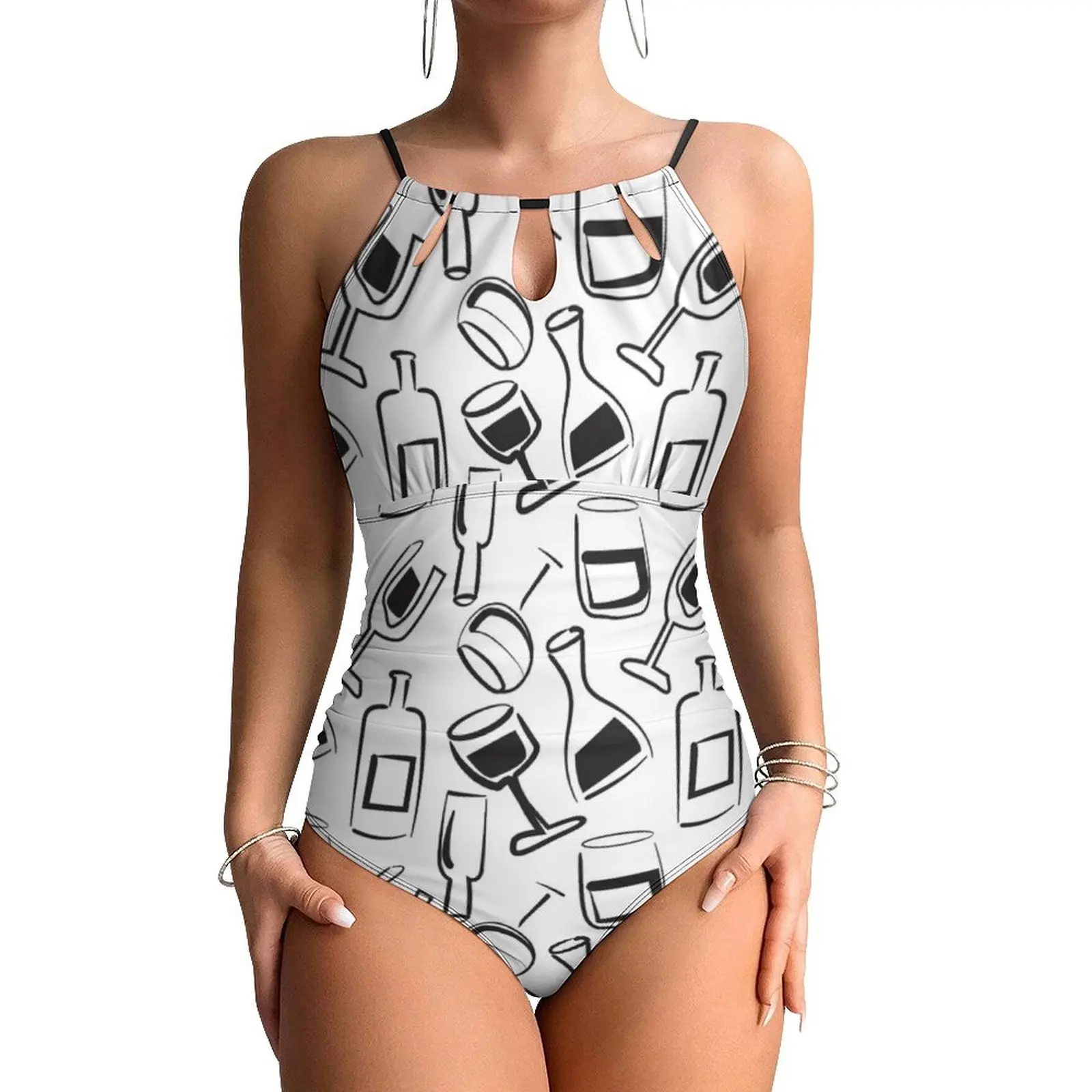 Traje de baño para amantes del vino, traje de baño de licor Cabernet con realce, traje de baño de una pieza para surfear, trajes de baño, ropa de playa con gráfico Sexy de talla grande