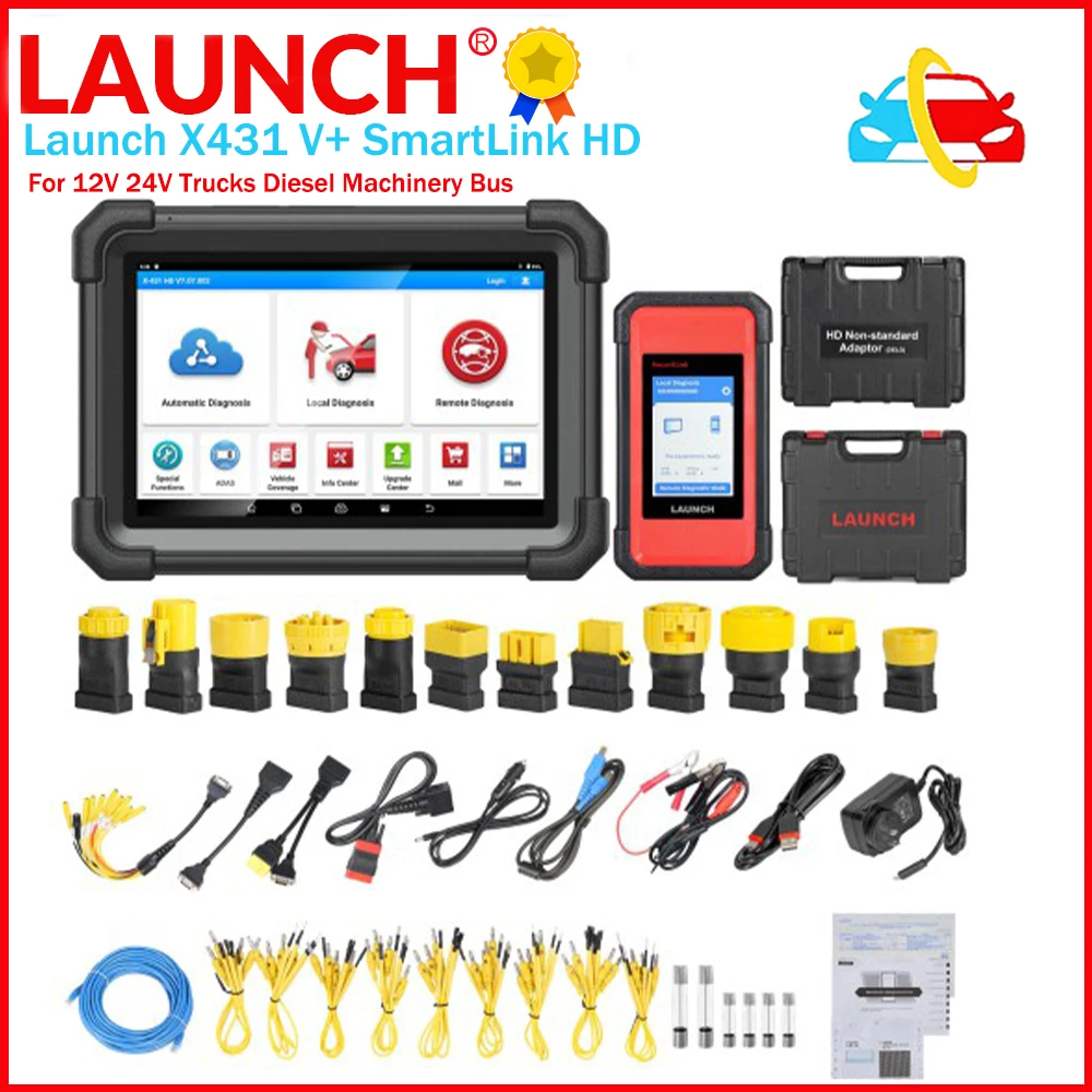 

Newest Launch X431 V+ SmartLink HD Commercial Vehicle Heavy Duty Truck Diagnostic Tools for 12V 24V Trucks Diesel Machinery Bus