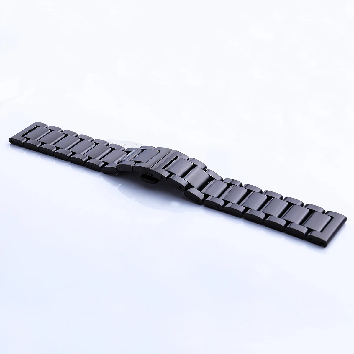 

18mm Stainless Steel Watch Strap Solid Metal Polishing Watch Band Wristband for Watch Replacement (Black)