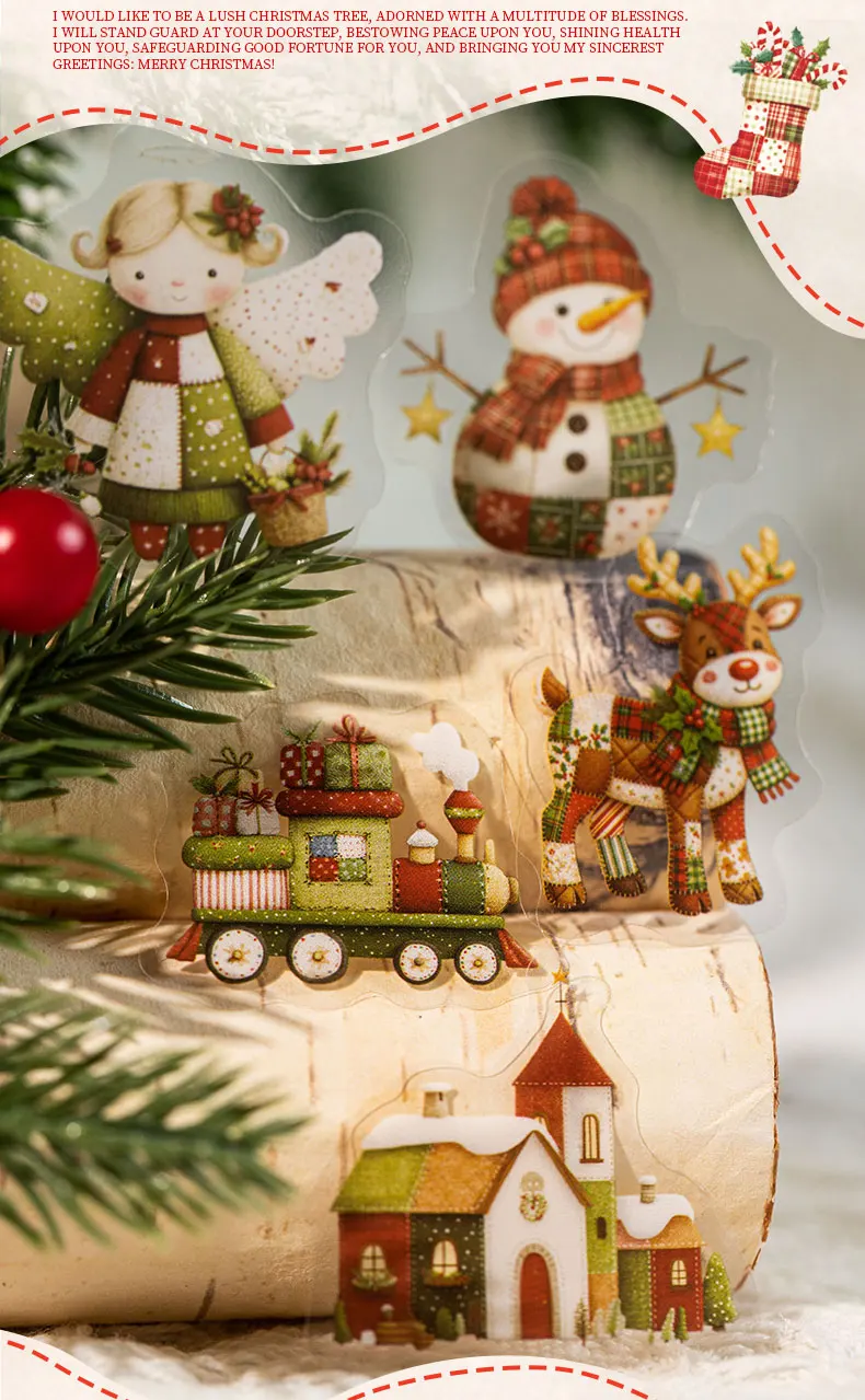 Journal GO 108 Stück Weihnachts-Alphabet- & Zahlen-PET-Aufkleber mit Stitch-Effekt, Schneemann- & Zug-Motiven für Scrapbooking, Planer, Karten – Detail 3