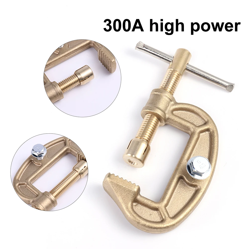 

300A Earth Clamp High Power Brass Electrode Clamp G-shaped Ground Welding Earth Clamp Replacement for Argon Arc Welding Machine