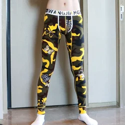 Men's new coming Cotton Printed Leggings, Warm Pants, Breathable, Single Piece long johns