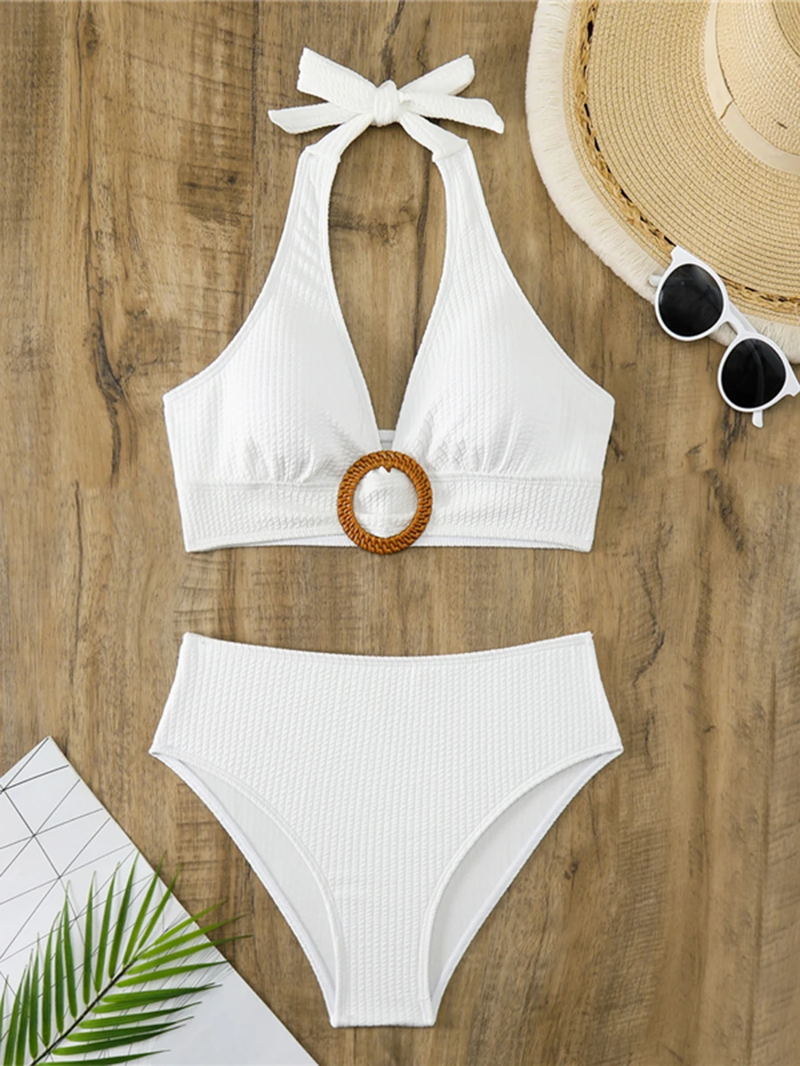 2025 Halter String เอวสูง 2 ชิ้นชุดว่ายน้ําบิกินี่ผู้หญิงชุดว่ายน้ําเซ็กซี่หญิง Bather ชุดว่ายน้ําว่ายน้ําชุดว่ายน้ํา Beachwear