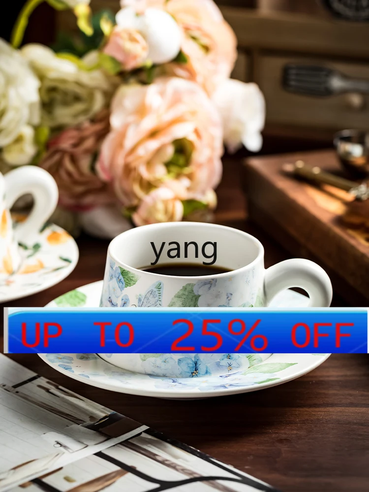 

LTT Ceramic Coffee Cup and Saucer Set Plant Flower Bed High-End Sense Flower Tea Health Cup