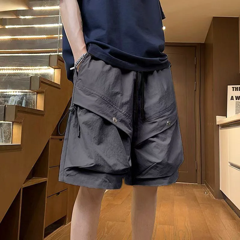 

Мужские шорты-карго с завязками на талии, повседневные свободные шорты с несколькими карманами, летние походные шорты