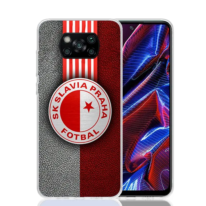 Sk Slavia Praha Czech Republic Phone Case For Xiaomi Poco X6 X5 X4 X3 Nfc F6 F5 Pro F4 Gt F3 F2 F1 M5S M4 M3 Art Customized Coqu